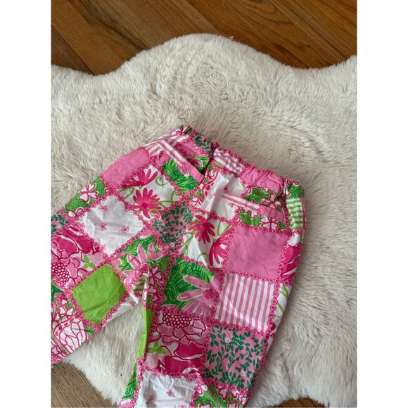 Y2K Lilly Pulitzer Girls Cameron Patchwork Flare Leg Pants Size 8 - Picture 3 of 6